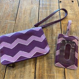 Thirty One Purple and Lavendar wristlet and ID holder